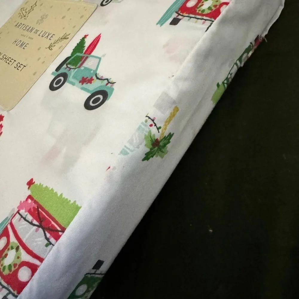 ARTISAN de LUXE full sheet set-SUPER cute& comfy -zoom in for design details🎄🚗